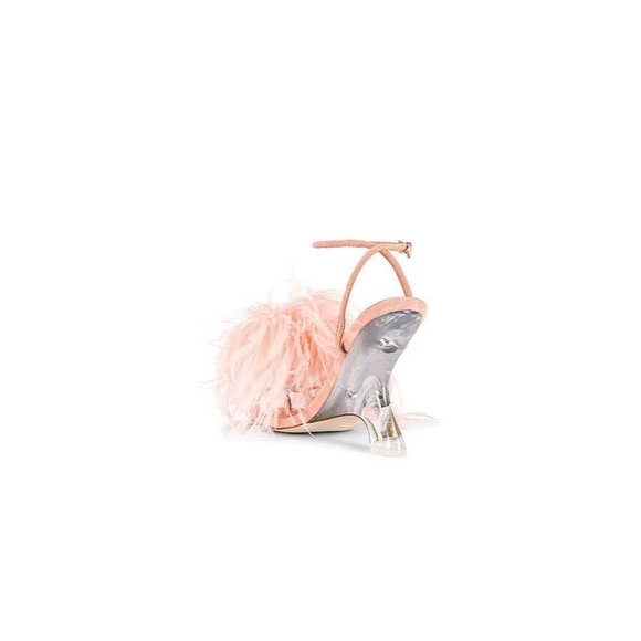 Jeffrey Campbell Flirt-Alot Feather Sandal Peach Clear Women's Size 8 - Picture 4 of 12